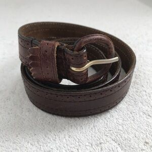 RITZ WOMENS BELT BROWN LEATHER SKINNY OXFORD DERBY VINTAGE SMALL